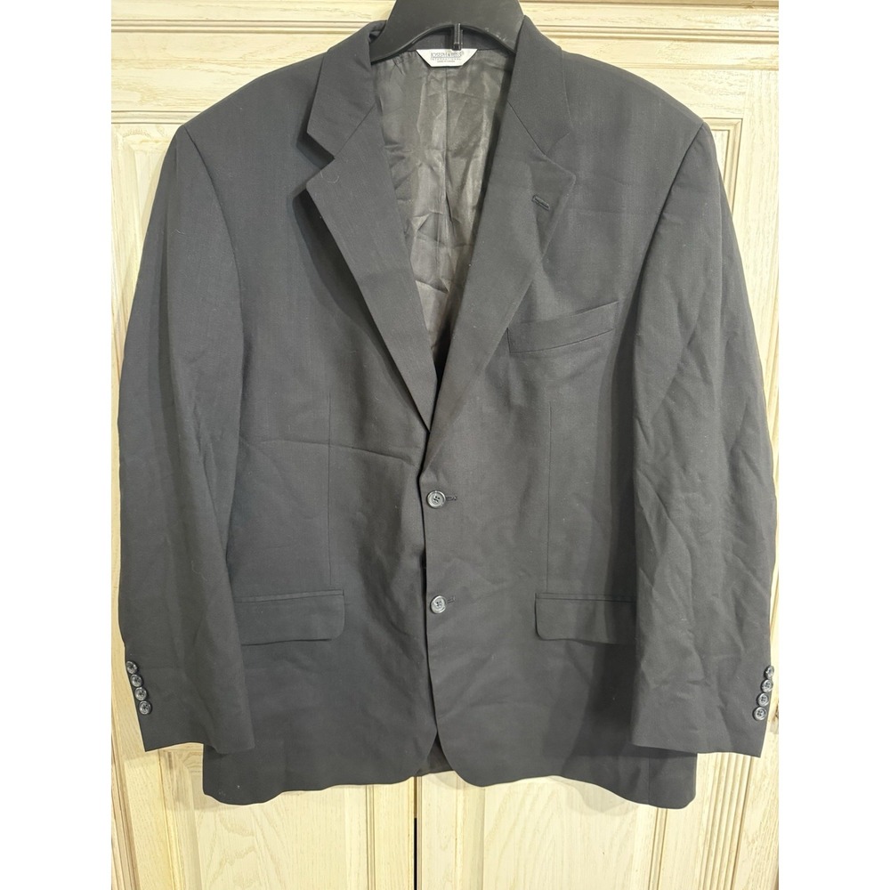 JOSEPH & FEISS INT.  Mens 42R  Jacket Blazer Black 100% Wool Comfort Stretch